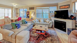 TV, fireplace, DVD player, stereo