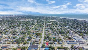 Aerial view - Summer Bliss | Walk to Beach • Master Suite • Bunk Beds • Sleeps 9 (Galveston)