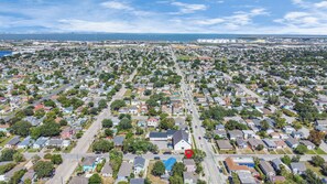 Aerial view - Summer Bliss | Walk to Beach • Master Suite • Bunk Beds • Sleeps 9 (Galveston)