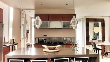Exclusive House | Private kitchen | Fridge, electric kettle, dining tables