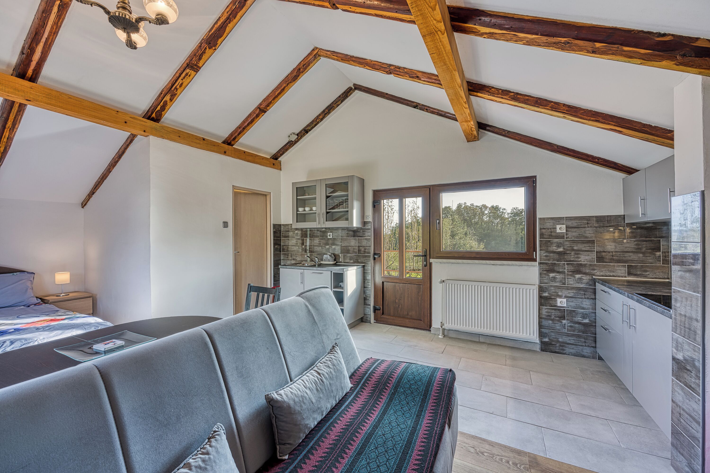 Family House, Multiple Bedrooms, 2 Bathrooms (House Pepica With Hot Tub) | Living area | 21-inch flat-screen TV with digital channels, TV, fireplace