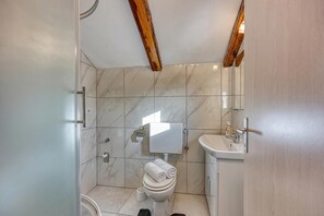Family House, Multiple Bedrooms, 2 Bathrooms (House Pepica With Hot Tub) | Bathroom | Combined shower/bathtub, hair dryer, towels, soap - House Pepica With Hot Tub (Kraljevec na Sutli)