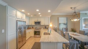 Microwave, dishwasher, coffee/tea maker, toaster