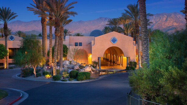 A hotel with a desert landscape and mountains in the background. - The Westin Mission Hills Resort Villas, Palm Springs (Rancho Mirage)