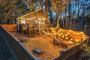 Terrace/patio - Farmhouse Cabin Rustic Ridge: Hot Tub & Pets! (Blue Ridge)
