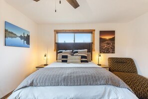 2 bedrooms, desk, iron/ironing board, travel crib