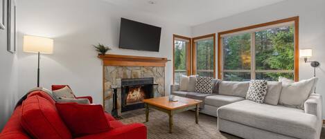 TV, fireplace