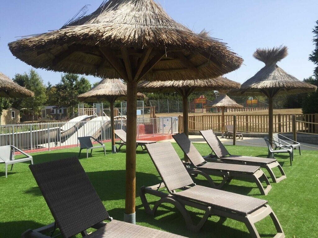 Seasonal outdoor pool, pool umbrellas, pool loungers