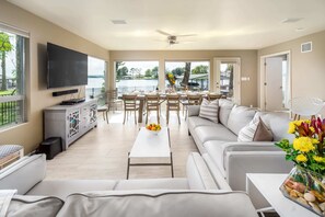 Smart TV, foosball, books, stereo