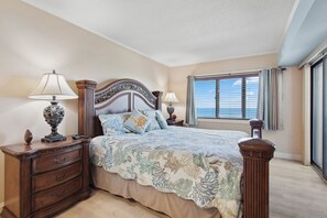 Getting out of the comfortable King bed will be the hardest part of your day with these views - Luxurious oceanfront condo by Seaside Vacations & Sales (Ocean City)