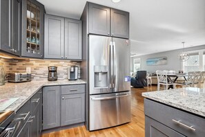 Fridge, microwave, oven, stovetop - Beach 45: Large, Modern Home Situated on the Davis Canal, Around 500 Feet to Bea (Oak Island)