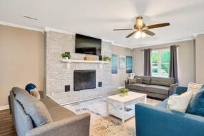 TV, foosball, offices