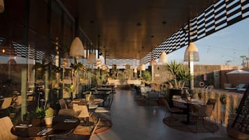 Breakfast, lunch, dinner served; international cuisine, pool views