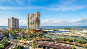 A resort with two high-rise buildings, a beach, and a tennis court. - P3-0807*Gulf View *Tower 3* Closest Beach Access! (Pensacola Beach)