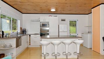 Fridge, microwave, dishwasher, coffee/tea maker