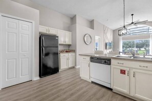 Microwave, dishwasher, high chair