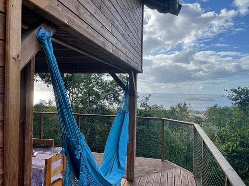 Chalet AYOUNAKA at sunset, panoramic view of the Caribbean Sea