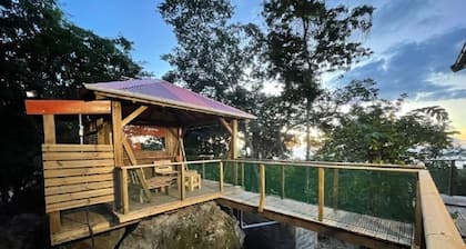 Chalet AYOUNAKA at sunset, panoramic view of the Caribbean Sea