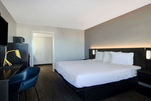 Desk, laptop workspace, free WiFi, bed sheets