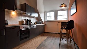 Microwave, oven, dishwasher, high chair