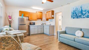 Apartamento estándar, 1 cama de matrimonio con sofá cama | Instalaciones de cocina compartidas | Frigorífico grande, microondas, horno y placa de cocina