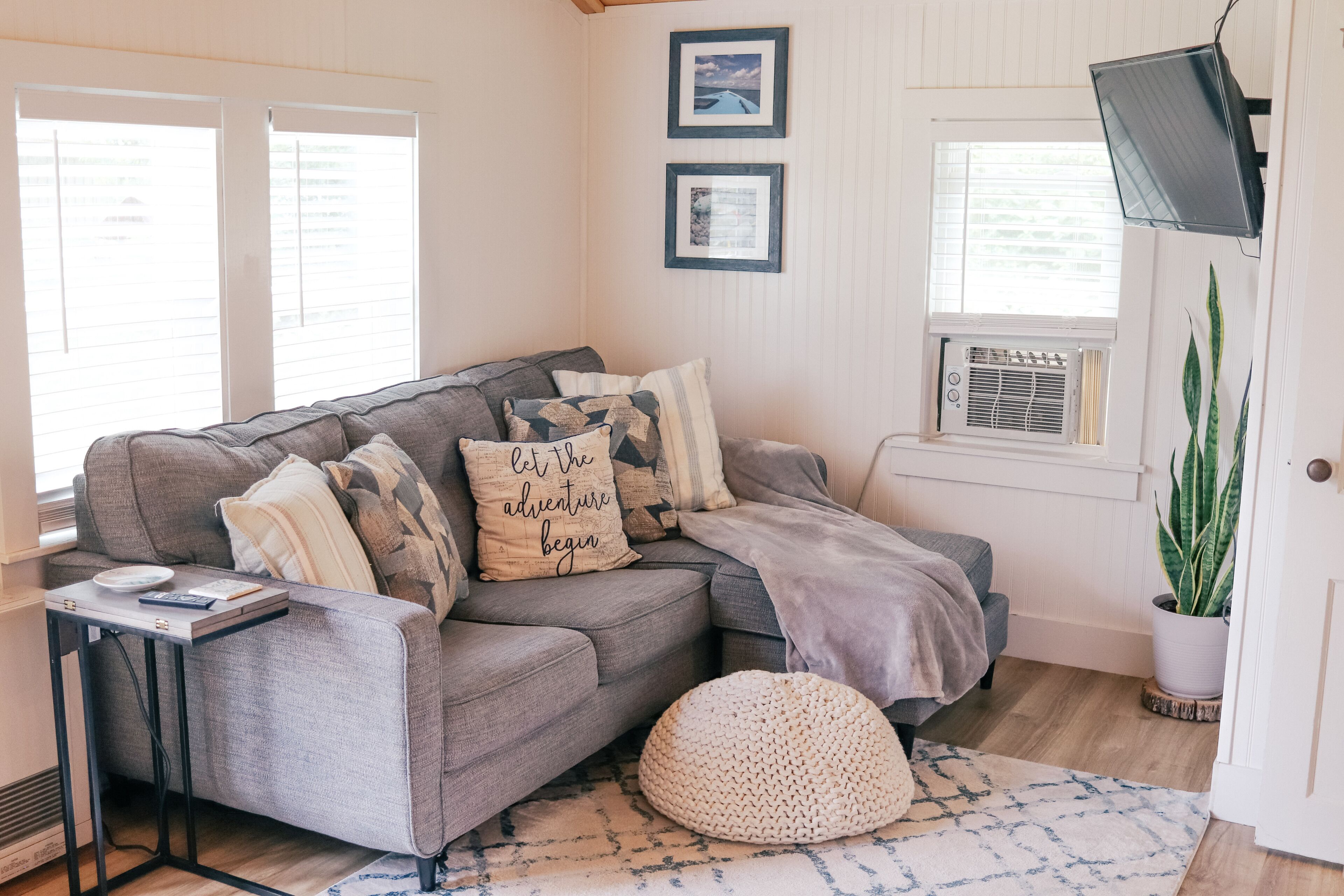 Smart TV, chimenea y libros 