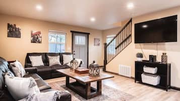 TV, fireplace, video games, offices