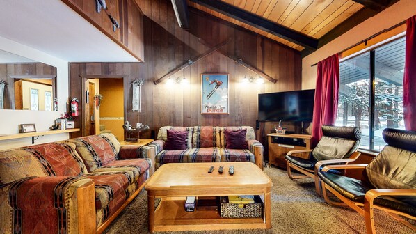Smart TV, fireplace, DVD player