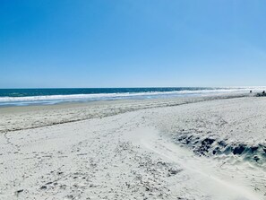 Beach nearby, sun loungers