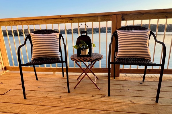 New covered deck with plenty of seating, grill & fan
