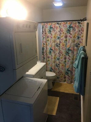 Combined shower/bathtub, hair dryer, towels, soap - a cozy, quiet, rural hideaway close to everything (Sherwood)