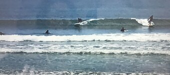 Small self contained studio with private deck, 5 mins walk to beach(vaccinated)