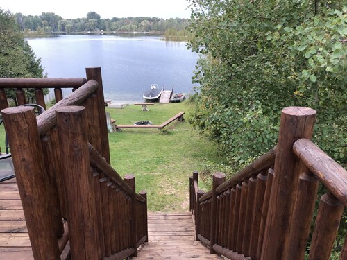 Custom Log Home w/ Lakefront in Northern Michigan 3BR/3BA