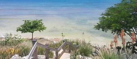 Plage à proximité, chaise longue, serviettes de plage