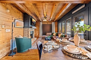 Smart TV, fireplace, video games, books