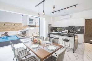 Villa, 4 Bedrooms, Terrace, Garden View | Private kitchen | Microwave, coffee/tea maker - 4 Bedroom Villa With Privaet Pool in the Center Protaras Vie Bleu Villa Vb1 (Paralimni)