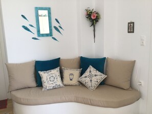 Studio, 1 Bedroom, Smoking, Balcony | Living area - Studio Seagull - By Old Market Street - Naxos Town (Naxos)