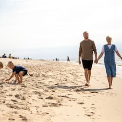 On the beach, white sand