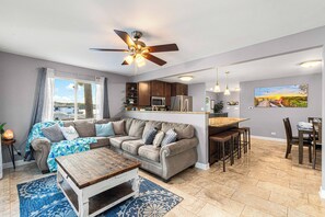 Smart TV, fireplace, video games