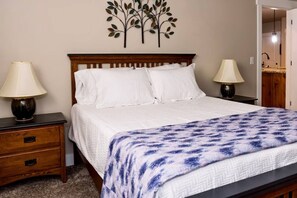 Memory-foam beds, desk, iron/ironing board, travel cot