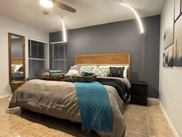 5 bedrooms, memory-foam beds, iron/ironing board, free WiFi