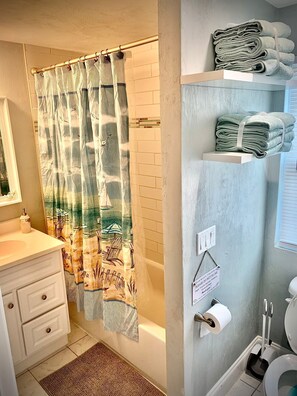 Combined shower/bathtub, hair dryer, towels, soap -  across the street from Ocean Center& walking distanceto BEACH (Daytona Beach)