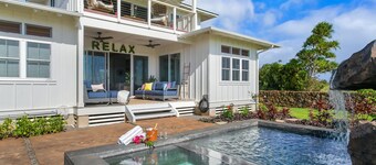 Relax Poipu Luxury Retreat -Waterfall Pool, Spa, Golf Course, Games & Beach Gear