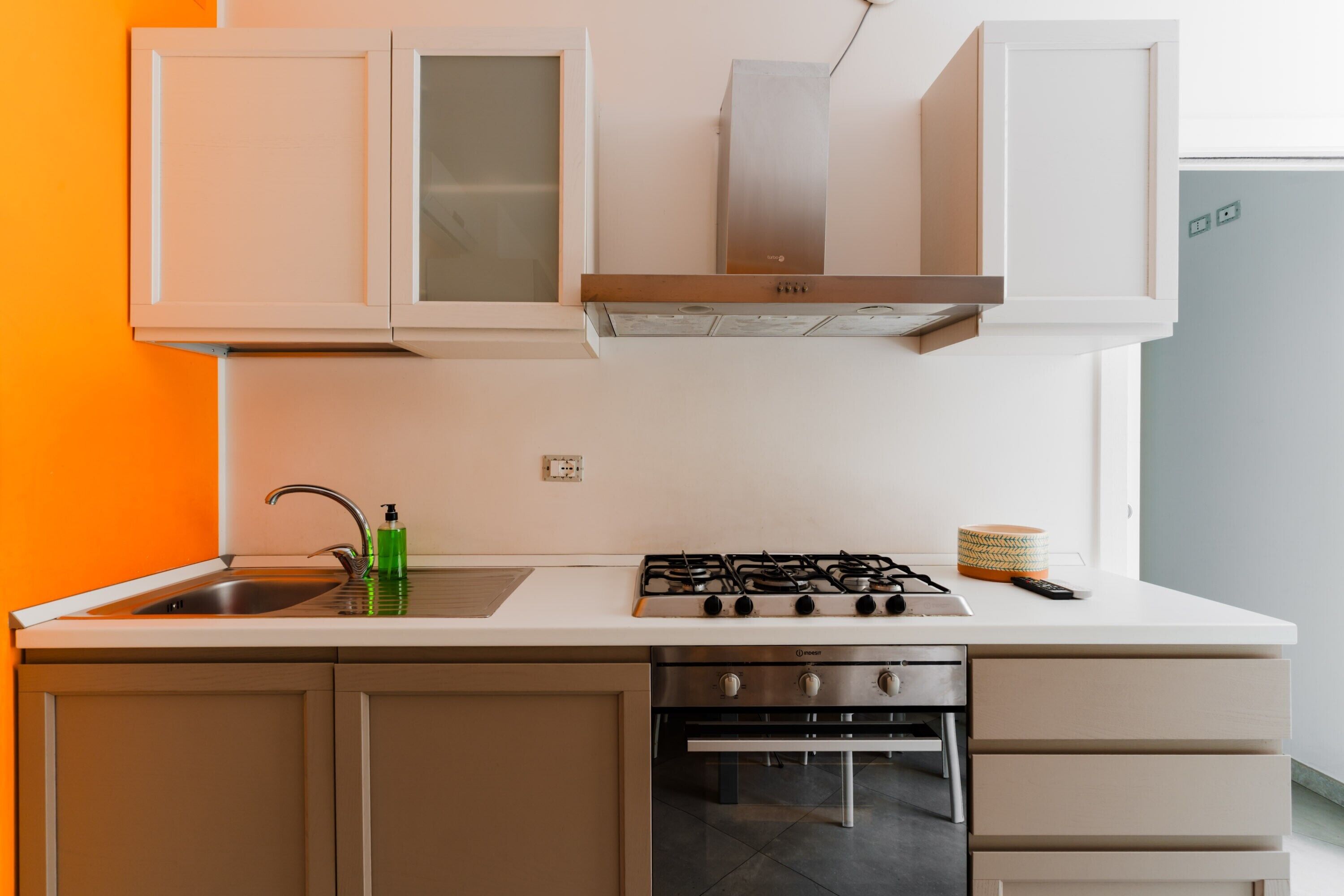 Fridge, oven, stovetop, high chair
