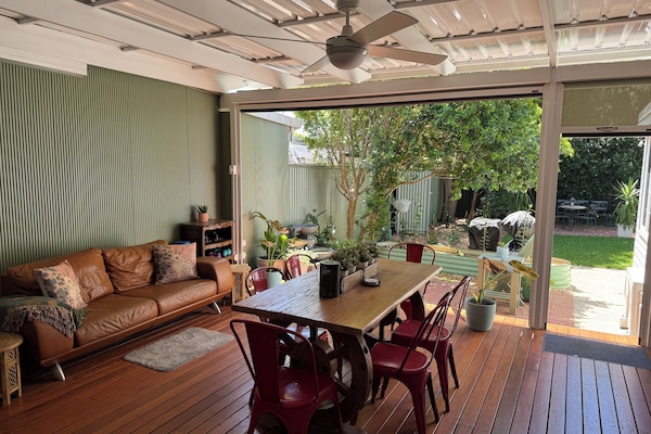 Decking with blinds up