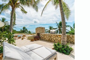 Terrace/patio - Turtle Beach: Swim with Sea Turtles! Modern Villa w/Pool, Jacuzzi, & Free Kayak! (Spotts)