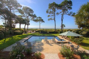 Outdoor pool, a heated pool - Beautifully Decorated Home on one of the prettiest Oceanfront lots in Sea Pines! (Hilton Head Island)