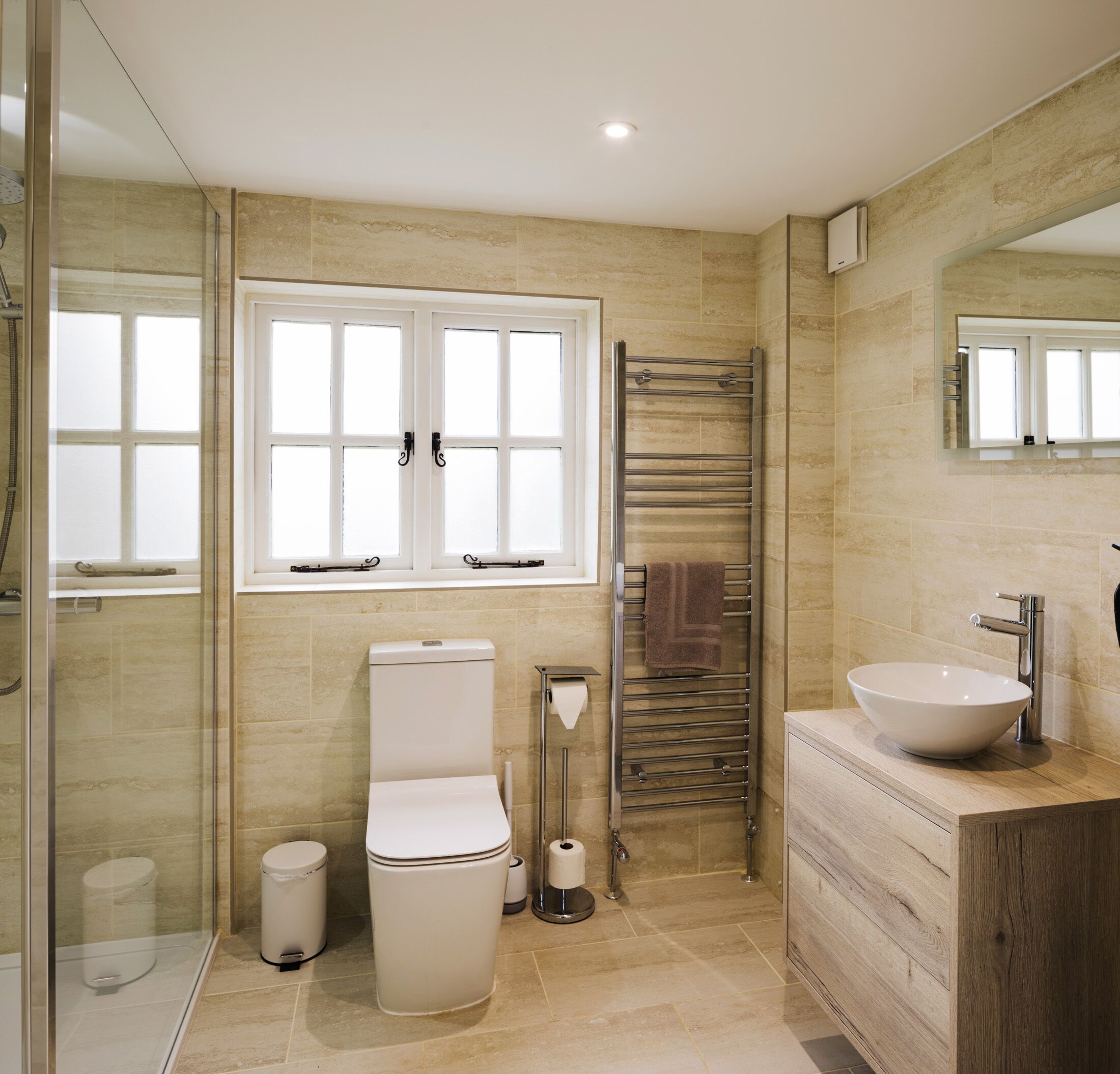 Bathtub, hair dryer, towels, soap