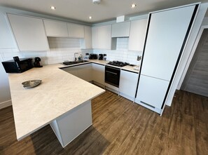 Fridge, microwave, oven, dishwasher