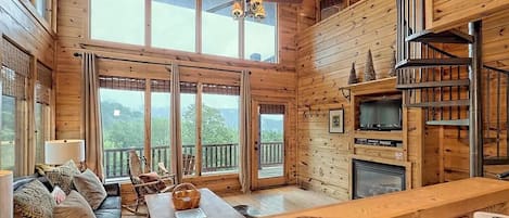 Smart TV, fireplace, foosball